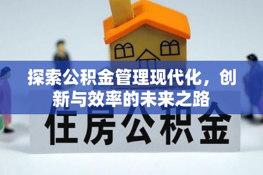 甘泉探索公积金管理现代化，创新与效率的未来之路