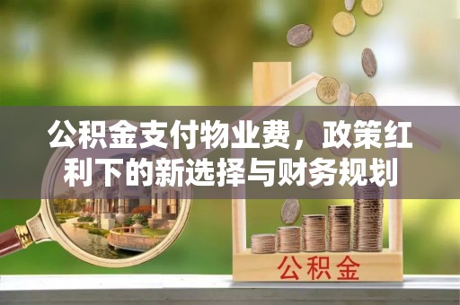 甘泉公积金支付物业费，政策红利下的新选择与财务规划